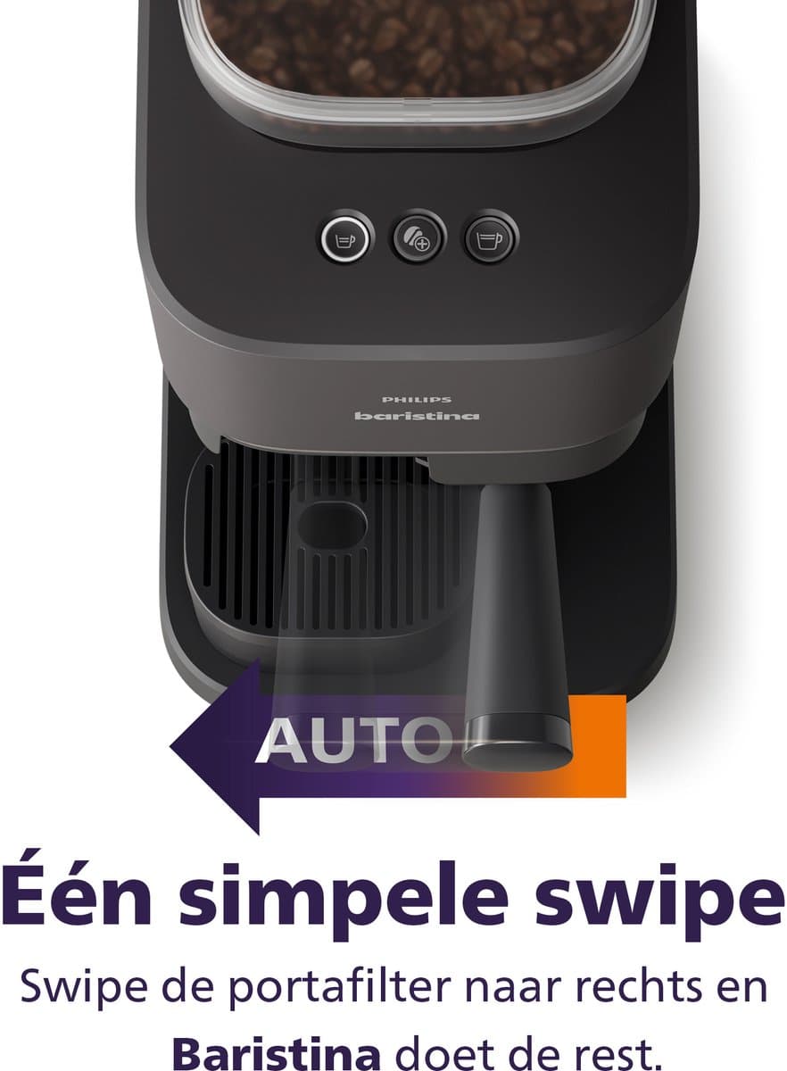 Philips BAR305/60 Baristina - Semi-Automatische Espressomachine - Pistonmachine - Koffiemachine met Bonen - Zwart thumbnail 4