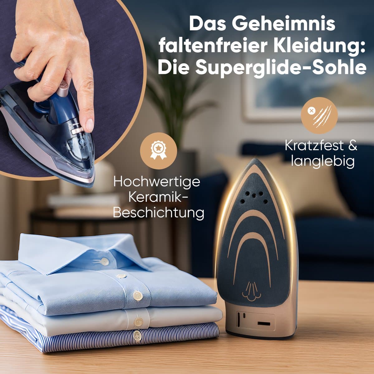 ProfiCare DB 3125 - Reisstrijkijzer - Compacte strijkijzer - Stoomfunctie - Blauw, Rose gold -800W thumbnail 8