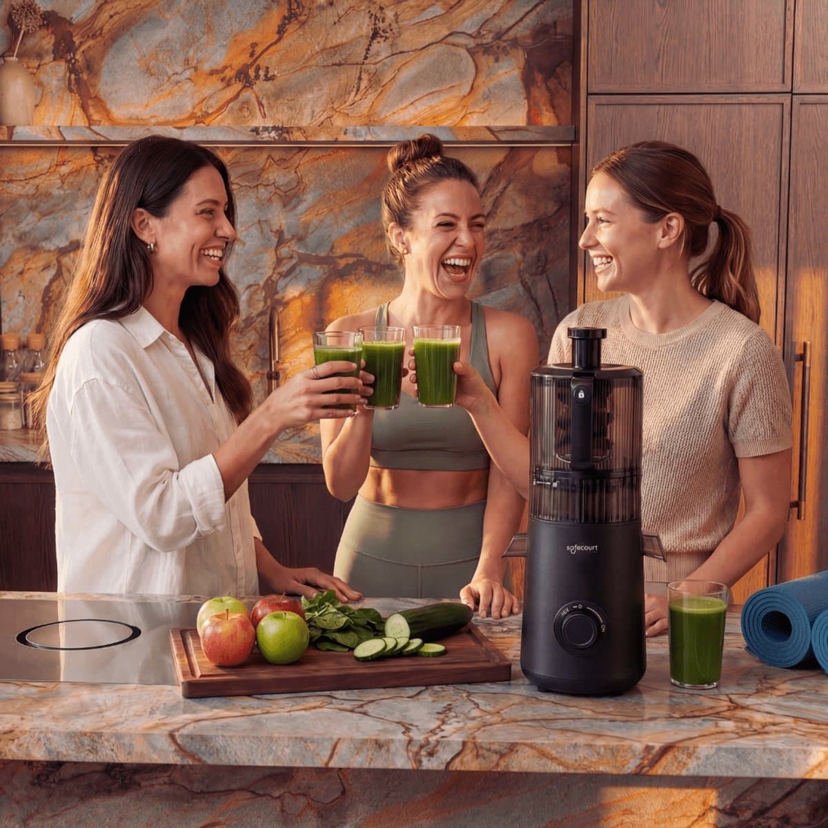 Safecourt Kitchen Slow Juicer XXL - krachtige motor [Pre-cutter & Cold-press technologie] - eenvoudige reiniging - BPA-vrij - sapcentrifuge Zwart thumbnail 3