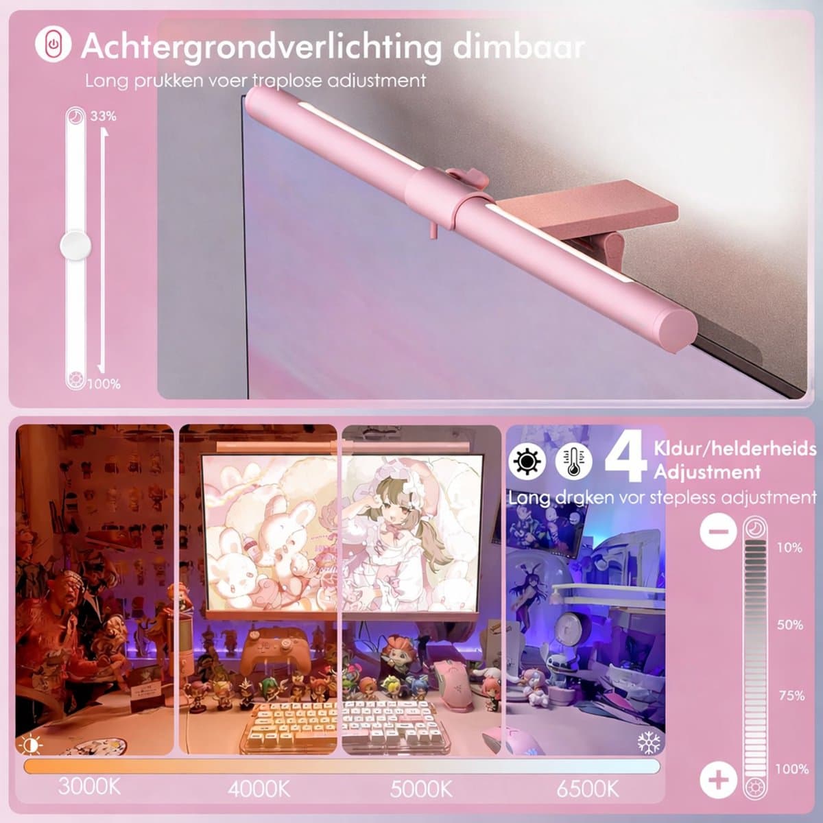 Monitor Lamp voor Computer - 40 cm - USB LED Lichtbalk - 112 LEDs - Dimbare Bureau Lamp - Achtergrondverlichting Monitor - Afstandsbediening - Gaming Bureau Lamp - Office Licht - Geschenkidee thumbnail 2