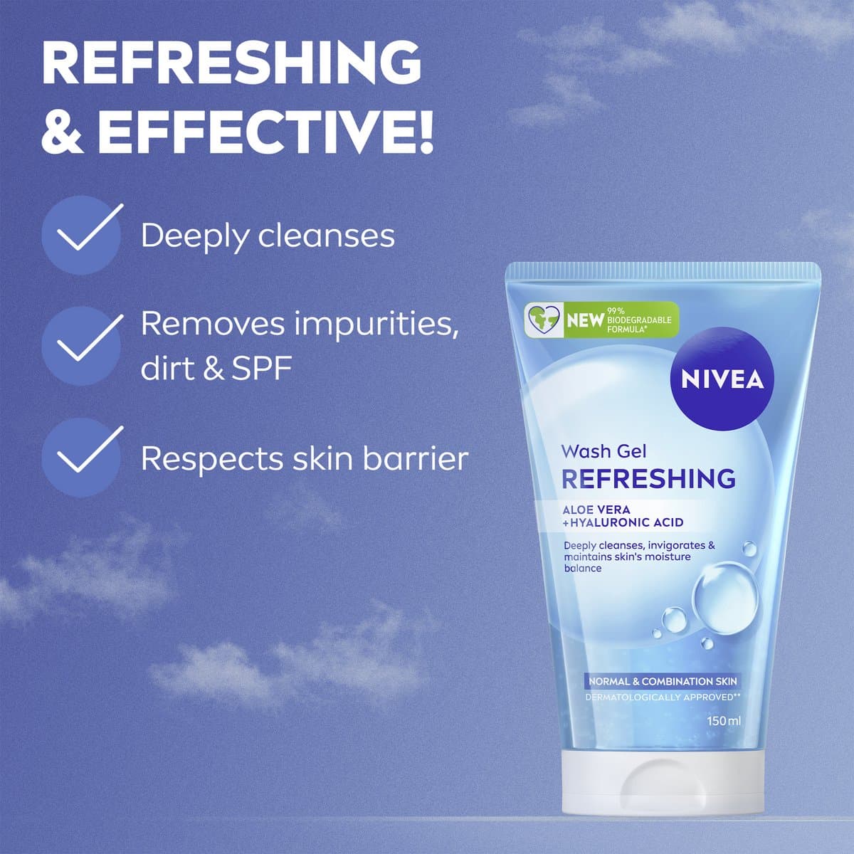 NIVEA Essentials Verfrissende Reinigingsgel Normale Huid - Gezichtsreiniger - Met Vitamine C & E - Cleanser - Gezicht Wassen - 150 ml thumbnail 7