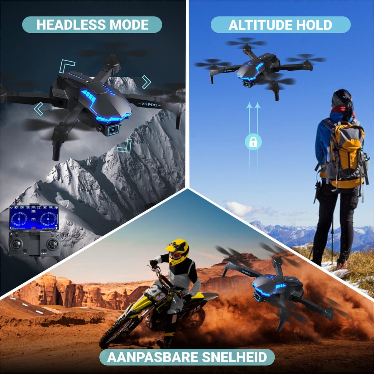 HAWX Drone - Drone met 4K Camera - Mini drone - Voor Kinderen/Volwassenen - Drones - Tot 90 Minuten Vliegen - Incl. 3 Batterijen, Opbergtas, Landing Pad thumbnail 6