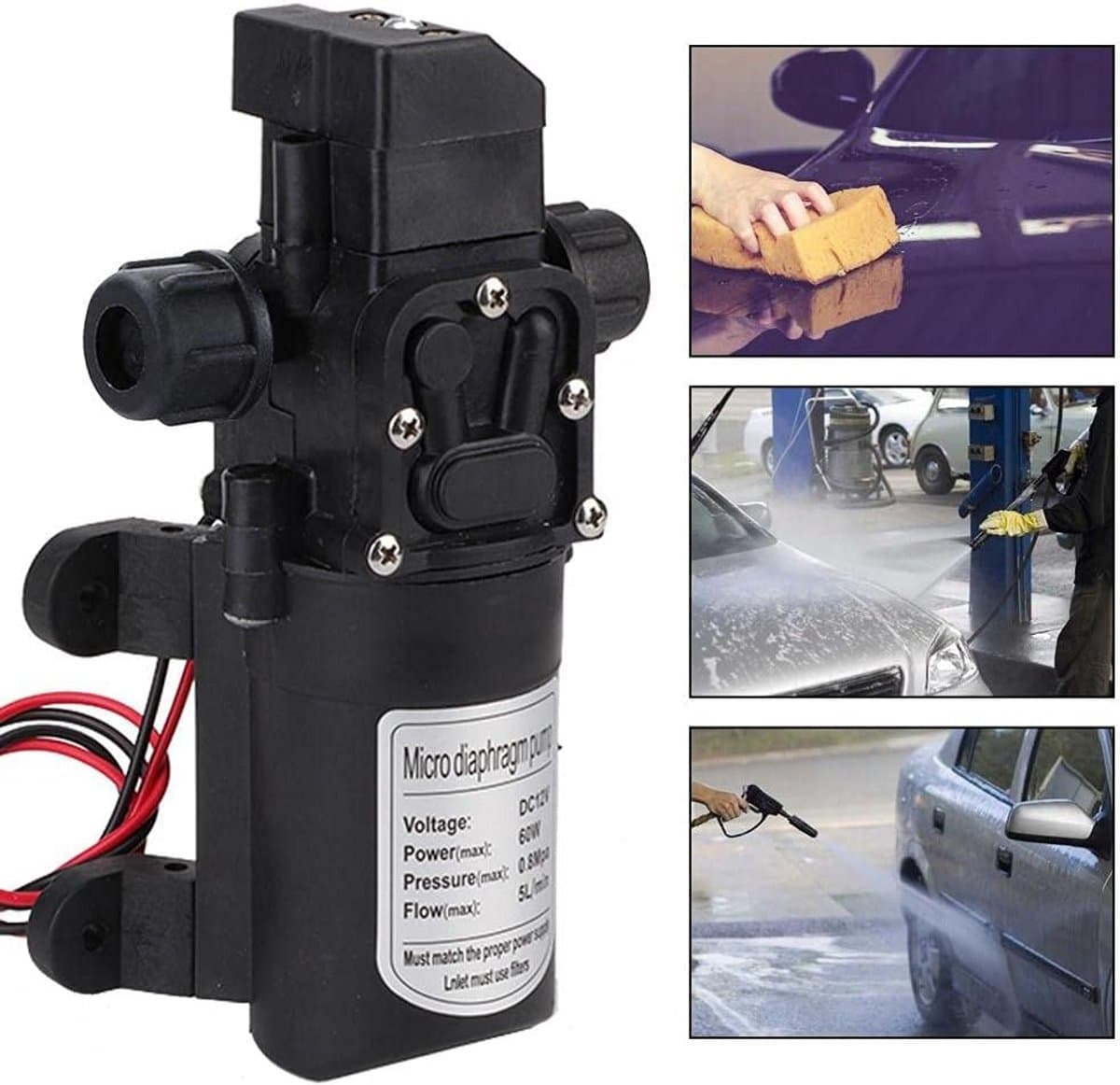 Zelfaanzuigende 12V Hogedruk Waterpomp met Automatische Druk Schakelaar voor Caravan, Boot en Tuin thumbnail 5