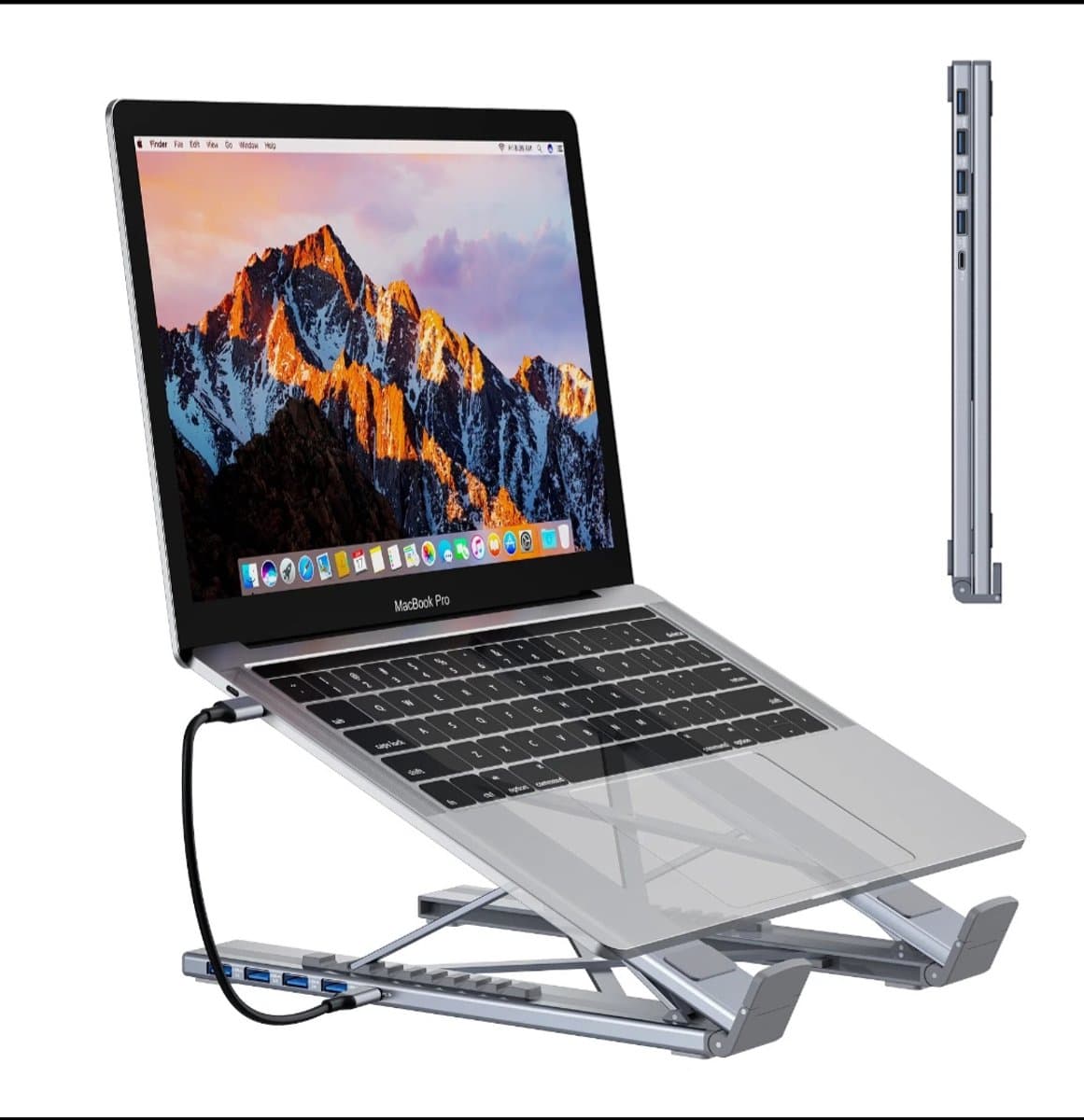 Laptopstandaard USB-C Docking Station 8-in-1 HDMI 4K Aluminium thumbnail 4