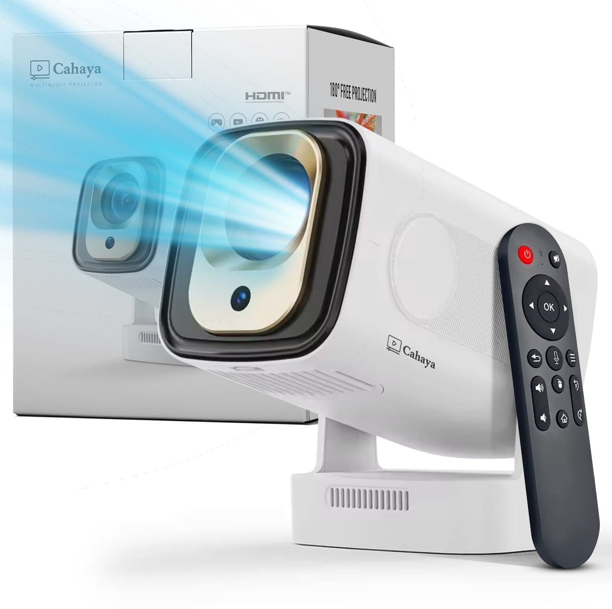 Cahaya Nova - Mini Beamer - 4K ondersteuning - mini projector - draagbare beamer - projector / beamer - Geïntegreerd Android 12.0 systeem - Screen mirroring smartphone - Home cinema thumbnail 4