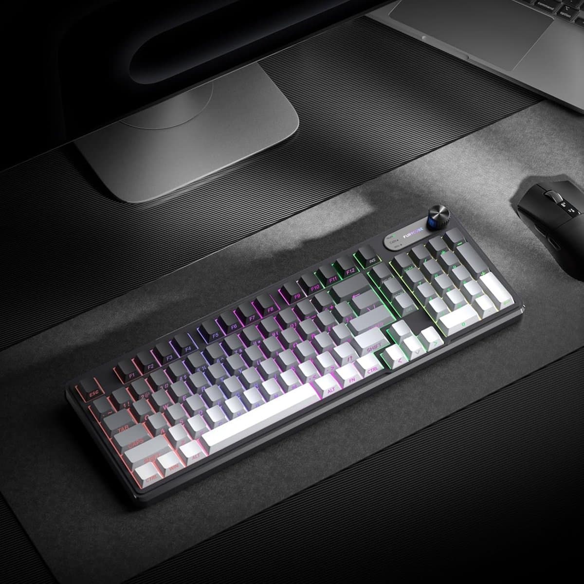 Furycube IP98 PRO - Mechanisch-Feeling Gaming Toetsenbord - 98 Toetsen - RGB Verlichting - Bedraad - 5000mAh Batterij - Grijs thumbnail 4