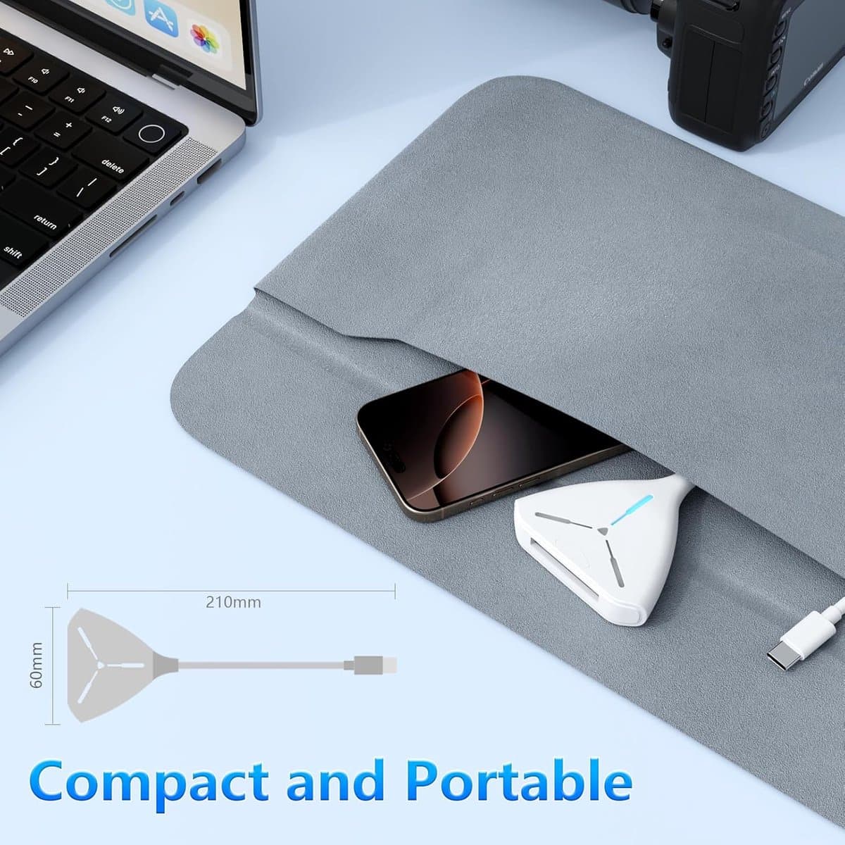 CFexpress Kaartlezer - Geheugenkaartlezer USB-C - Snelle Data Overdracht - 10 Gbps Snelheid - Compact Ontwerp - Wit thumbnail 6