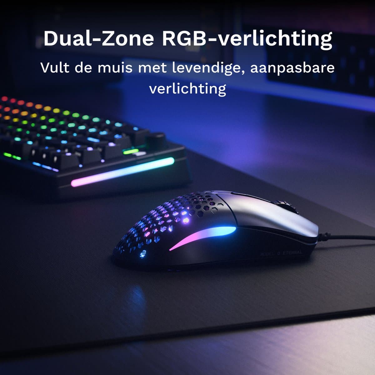 Glorious Gaming Model O Eternal - Bedrade Gaming Muis - 12K DPI - Ultralicht 55 g - Optisch - RGB - Zwart thumbnail 3