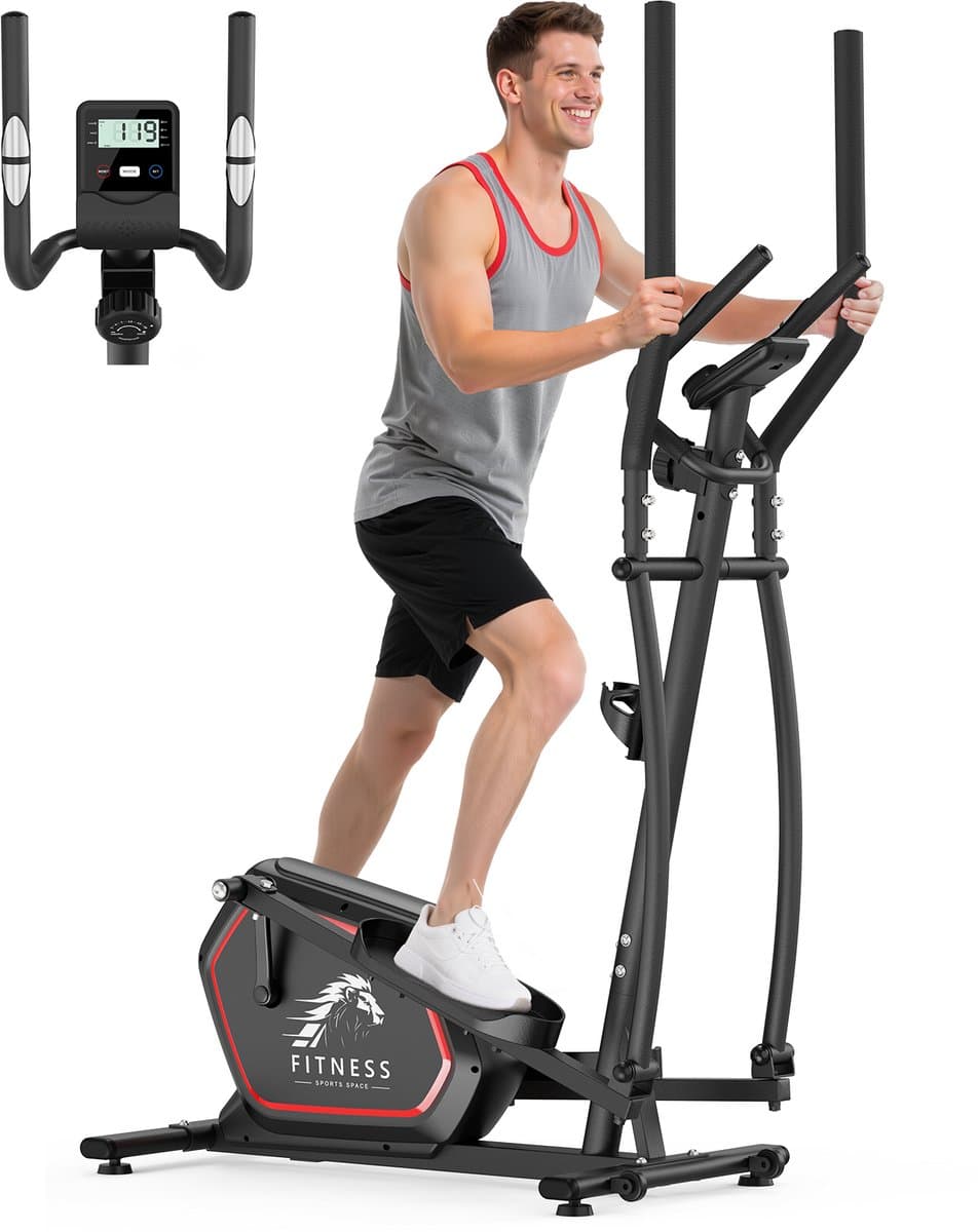 Crosstrainers - Elliptische trainer tot 150 kg - Vliegwiel van 10 kg - Magnetische weerstand met 16 niveaus - LCD-scherm - Zwart thumbnail 5