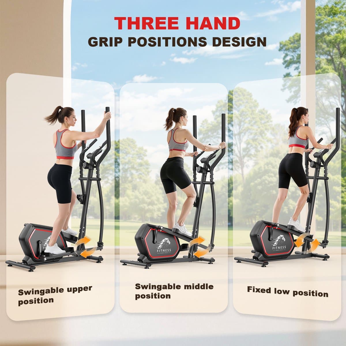Crosstrainers - Elliptische trainer tot 150 kg - Vliegwiel van 10 kg - Magnetische weerstand met 16 niveaus - LCD-scherm - Zwart thumbnail 3