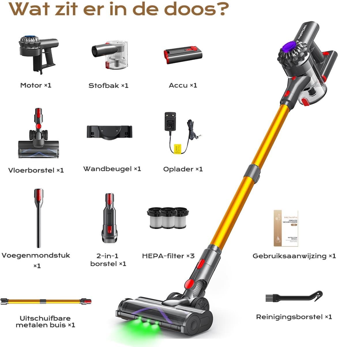 VACTechPro V15 Steelstofzuiger 35000Pa 6-in-1 Draadloos thumbnail 6