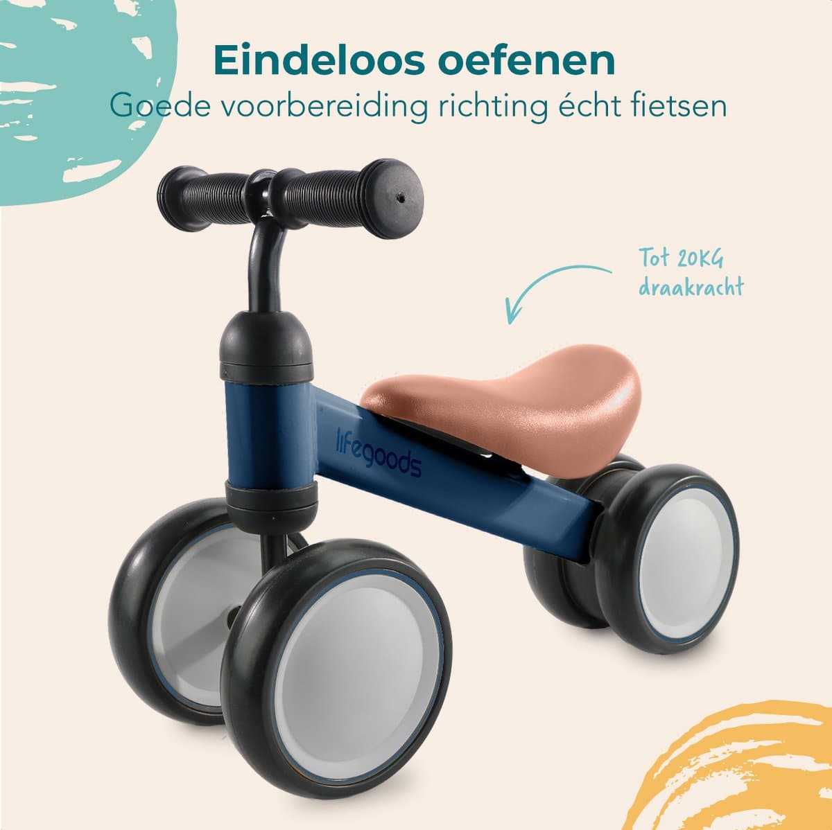 LifeGoods Loopfiets - Speelgoed Vanaf 1 jaar - Kinderstep - Loopfietsje - Marineblauw thumbnail 6