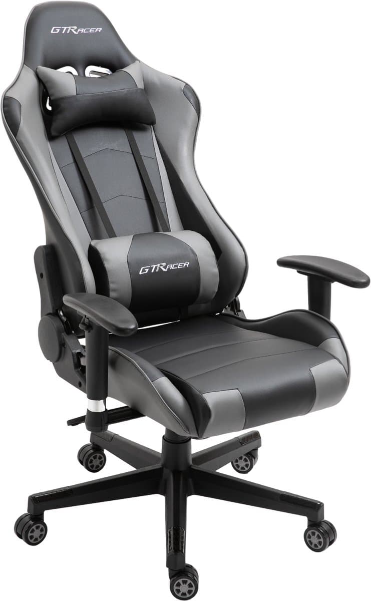 GTRacer Pro gamestoel Zwart/grijs – 150 kg, 180° thumbnail 3