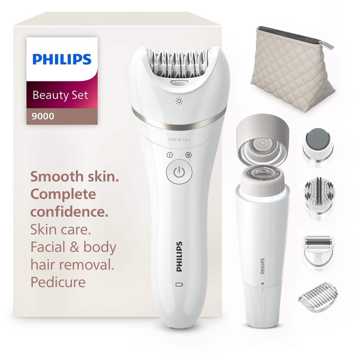 Philips Beautyset 9000 – Complete epilator, gezichtshaarverwijderaar & pedicure voor een gladde huid - BRE770/92