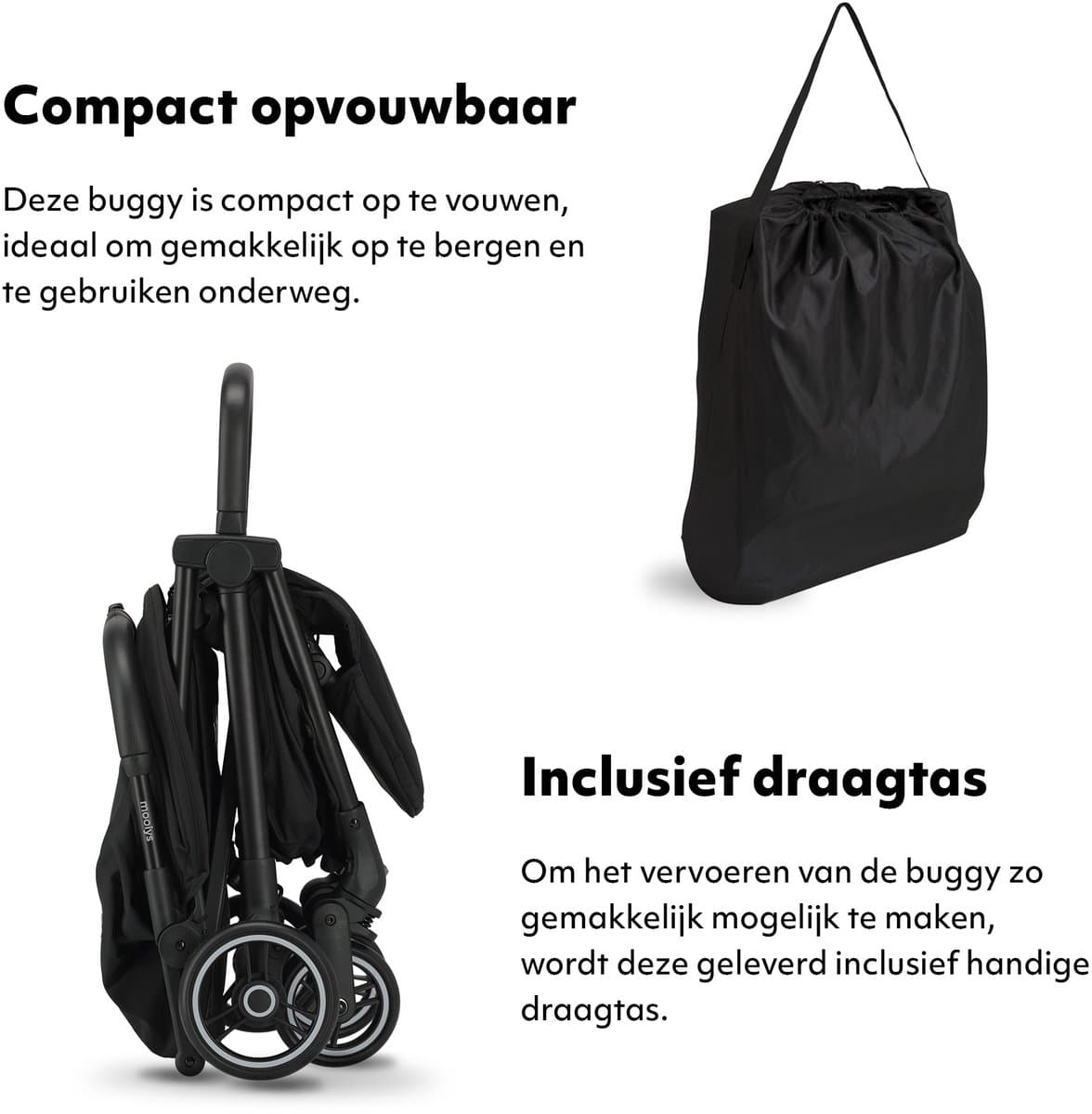 Mooiys Axel Buggy - Lichtgewicht Compacte Reisbuggy met Tas - Zwart thumbnail 6