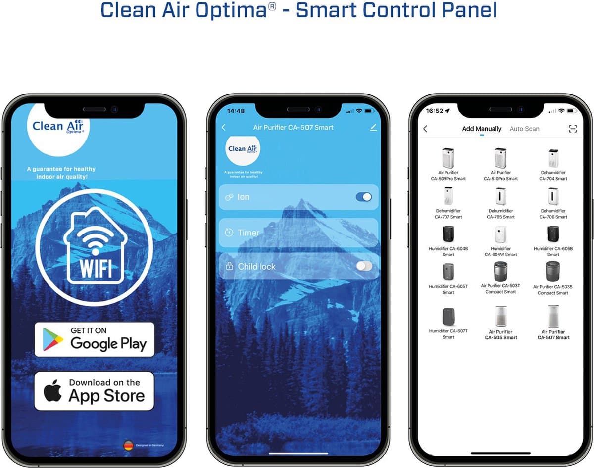 Clean Air Optima® CA-507 Smart - Intelligente HEPA Ionisator Luchtreiniger - 360° Airflow - Extreem stil met sleepmode! <10dB(A)! thumbnail 5