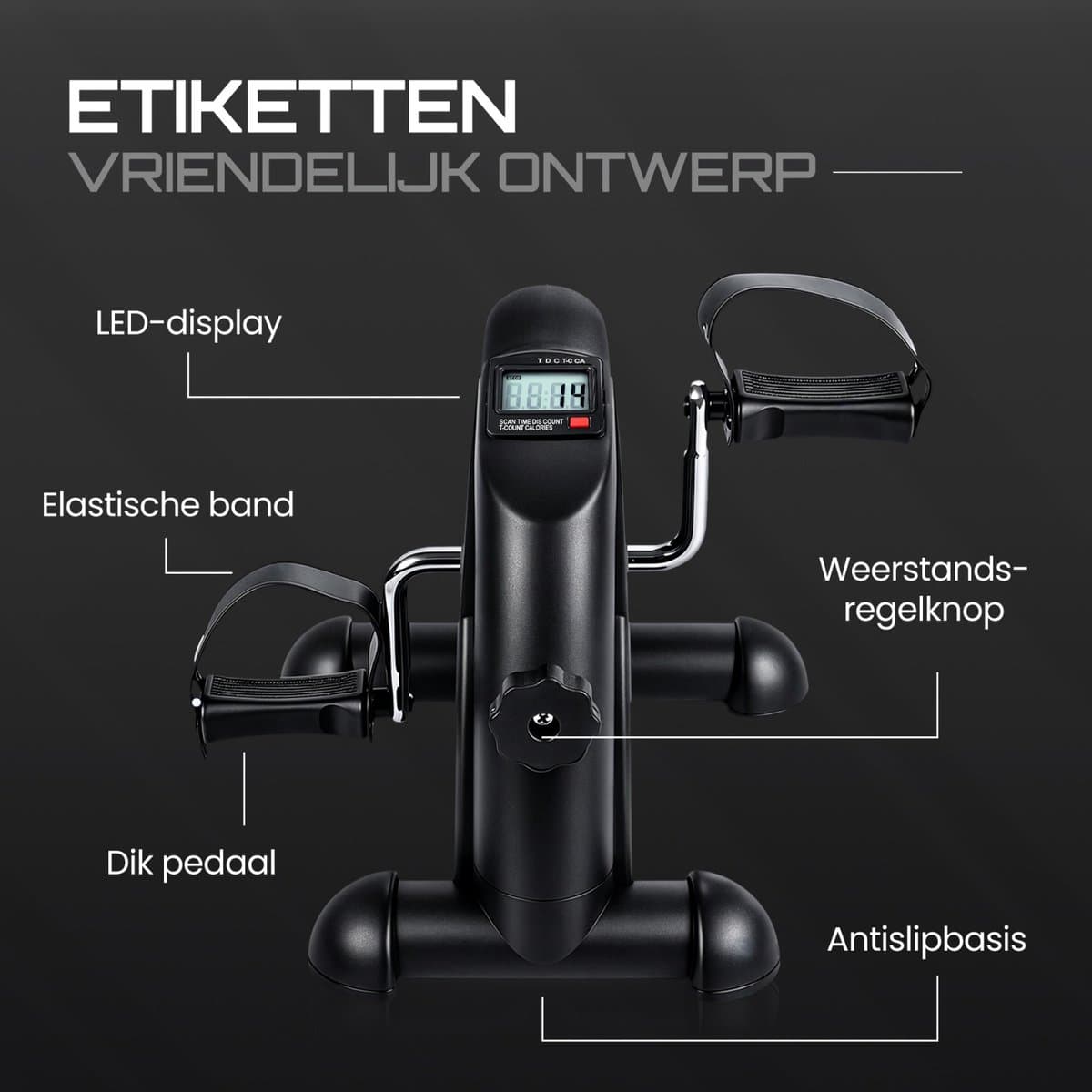 ICONOVA® Stoelfiets – Onder Bureau Fiets met LCD Display – Mini Hometrainer voor Benen & Armen – Compacte Pedal Trainer voor Thuisgebruik & Revalidatie thumbnail 5
