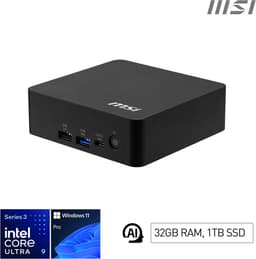 Productfoto van MSI Cubi NUC AI+ 3MG-002EU Copilot+ PC Intel Core Ultra 9 386H 32 GB DDR5-SDRAM 1 TB SSD Windows 11 Pro Mini PC Zwart