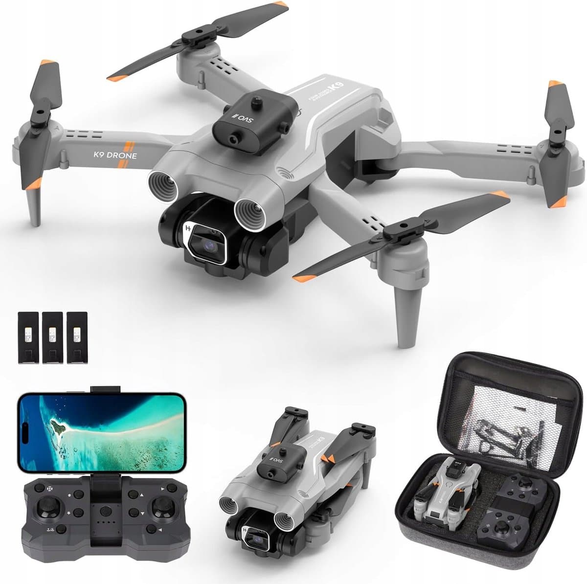 Drone met dubbele camera - quadcopter - Obstakel ontwijking - 4K - opvouwbaar - Inclusief opbergtas en 3 batterijen - voor luchtfotografie en buiten thumbnail 3