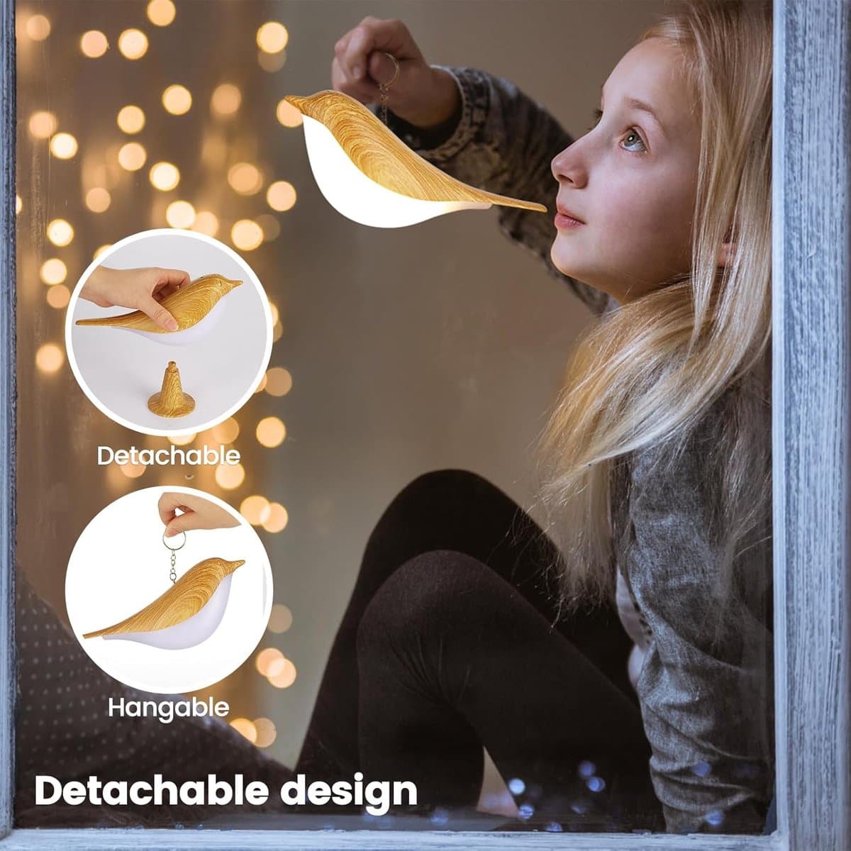 OLOEY Set van 2 kleine-schattige vogeltafellampjes-vogel-nachtlampje met aanraakbediening-draadloze nachtlamp-bureaulamp om bij te lezen-in 3 standen dimbaar-oplaadbare USB-batterij van 2600 mAh-nachtlamp voor de slaapkamer-decoratie thumbnail 2