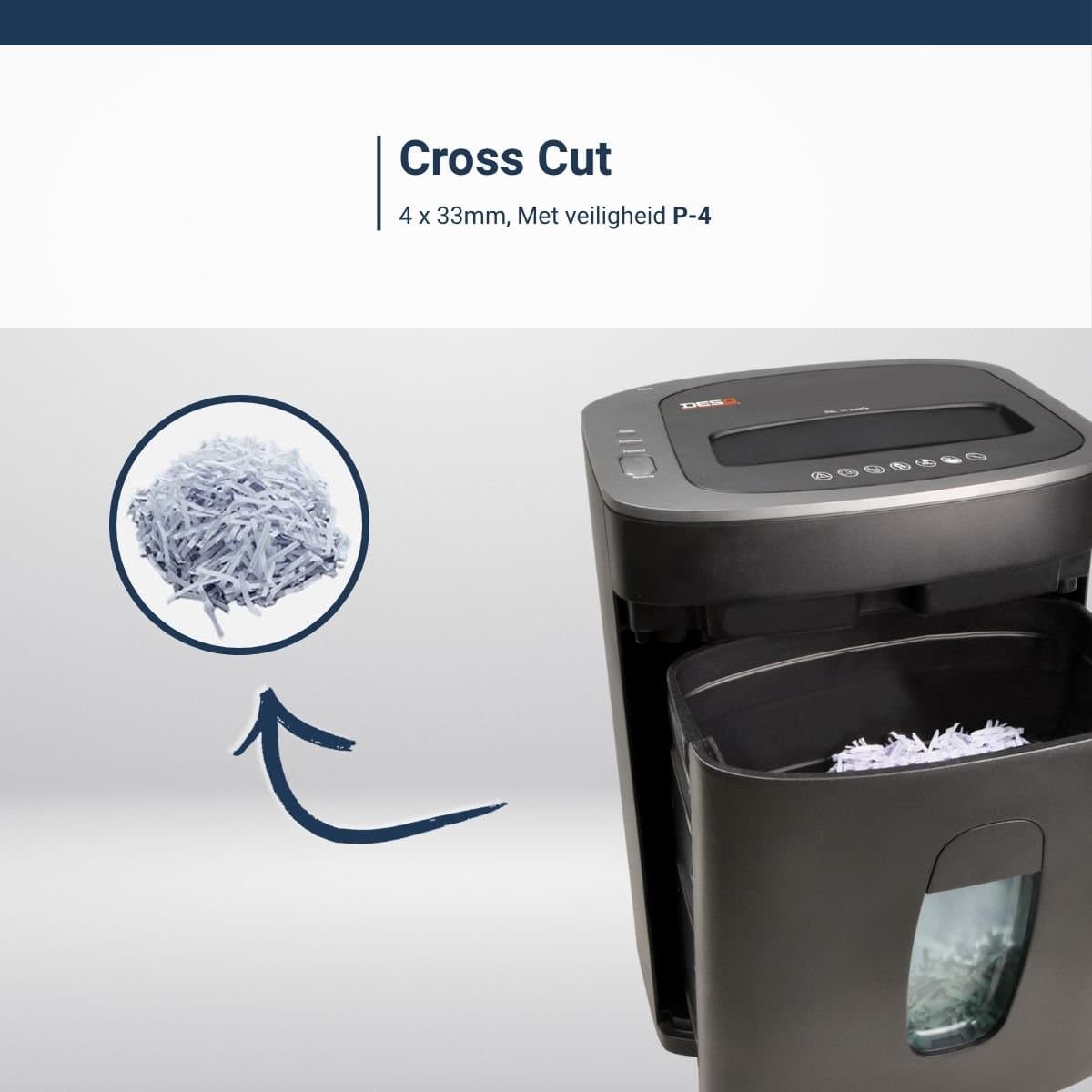 DESQ® Papierversnipperaar - 12 vel - 4 x33 mm - P4 - 19 Liter opvangbak - Slechts 60dB - Ook creditcards - AVG-proof thumbnail 8