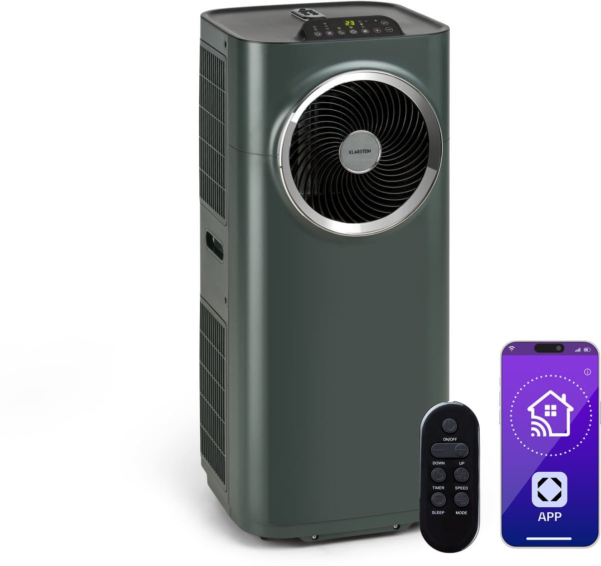 Klarstein mobiele airconditioner met luchtafvoerslang, 5-in-1 airconditioner, ventilator, luchtontvochtiger, luchtreiniger & nachtmodus, app-bediening, kleine & draagbare airconditioner voor thuis & op kantoor, 12000 BTU,4 kW voor 56 m² 50 dB thumbnail 6