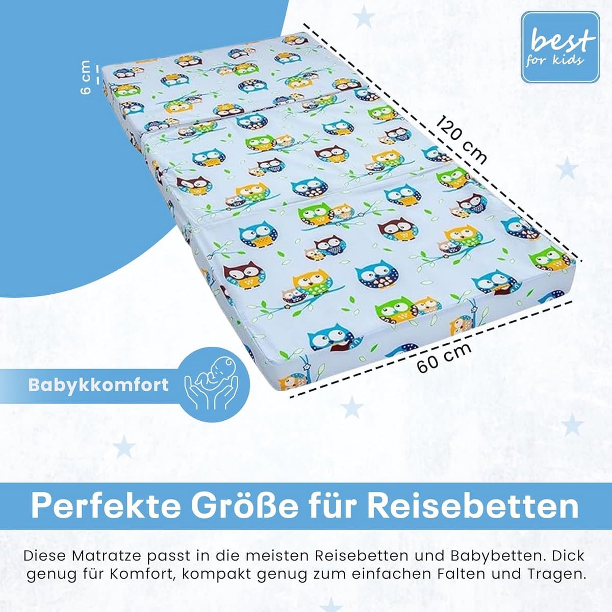 Reiswieg Matras 120x60x6 cm met Transporttas - Kinderen Slaapmatras thumbnail 6