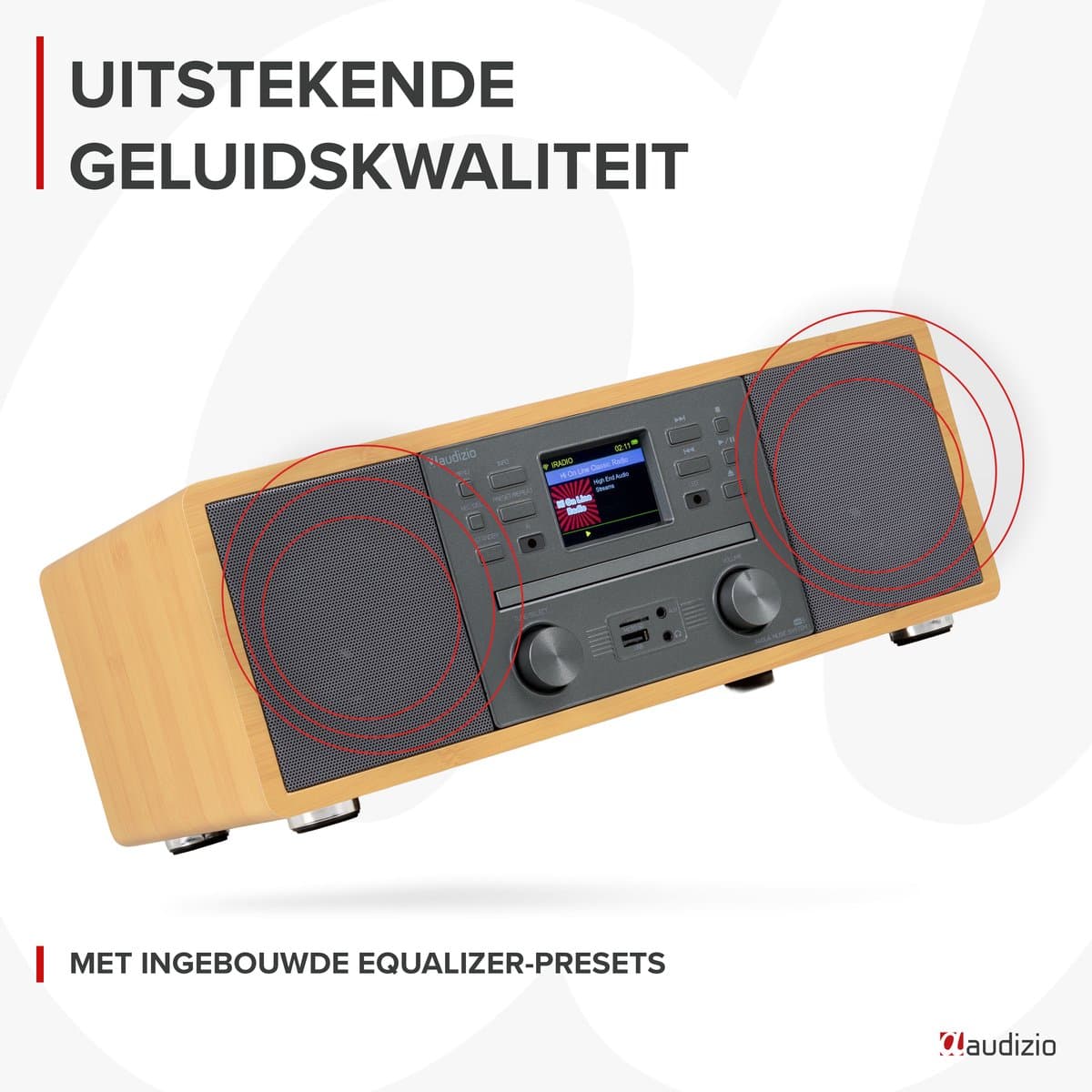 Internetradio - Audizio Avola alles-in-één radio met Bluetooth - DAB+/FM - CD speler - Bamboe thumbnail 4