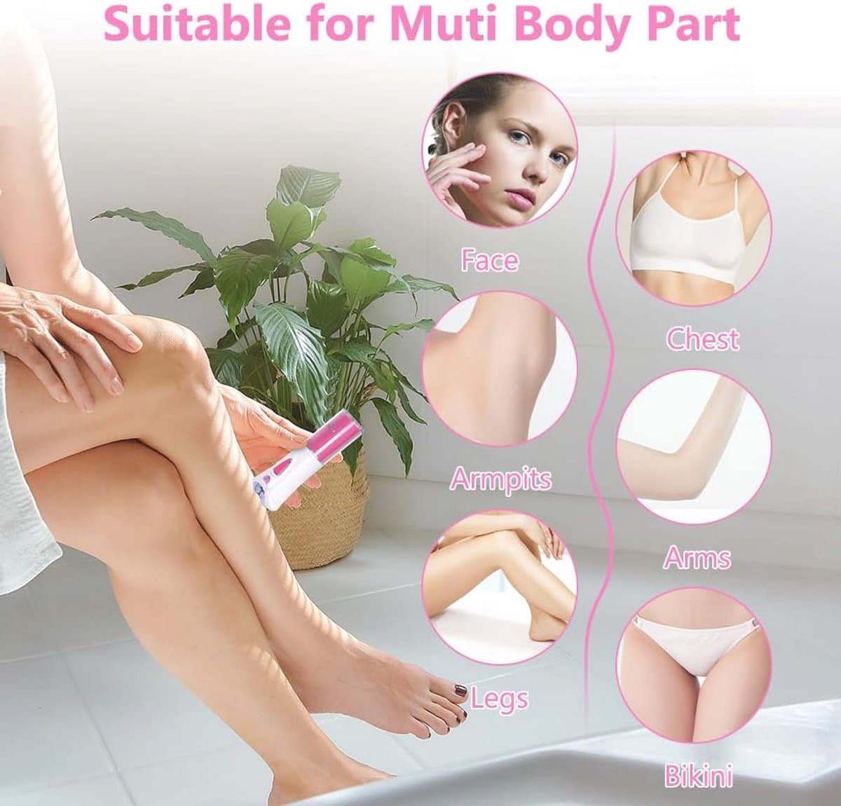 Draadloze Elektrische Gezichtsepilator met LED Licht – Mini Epilator voor Gezicht en Lichaam thumbnail 7