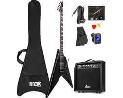 Productfoto van Max GigKit Rock V-stijl Elektrische Gitaar 40W Set
