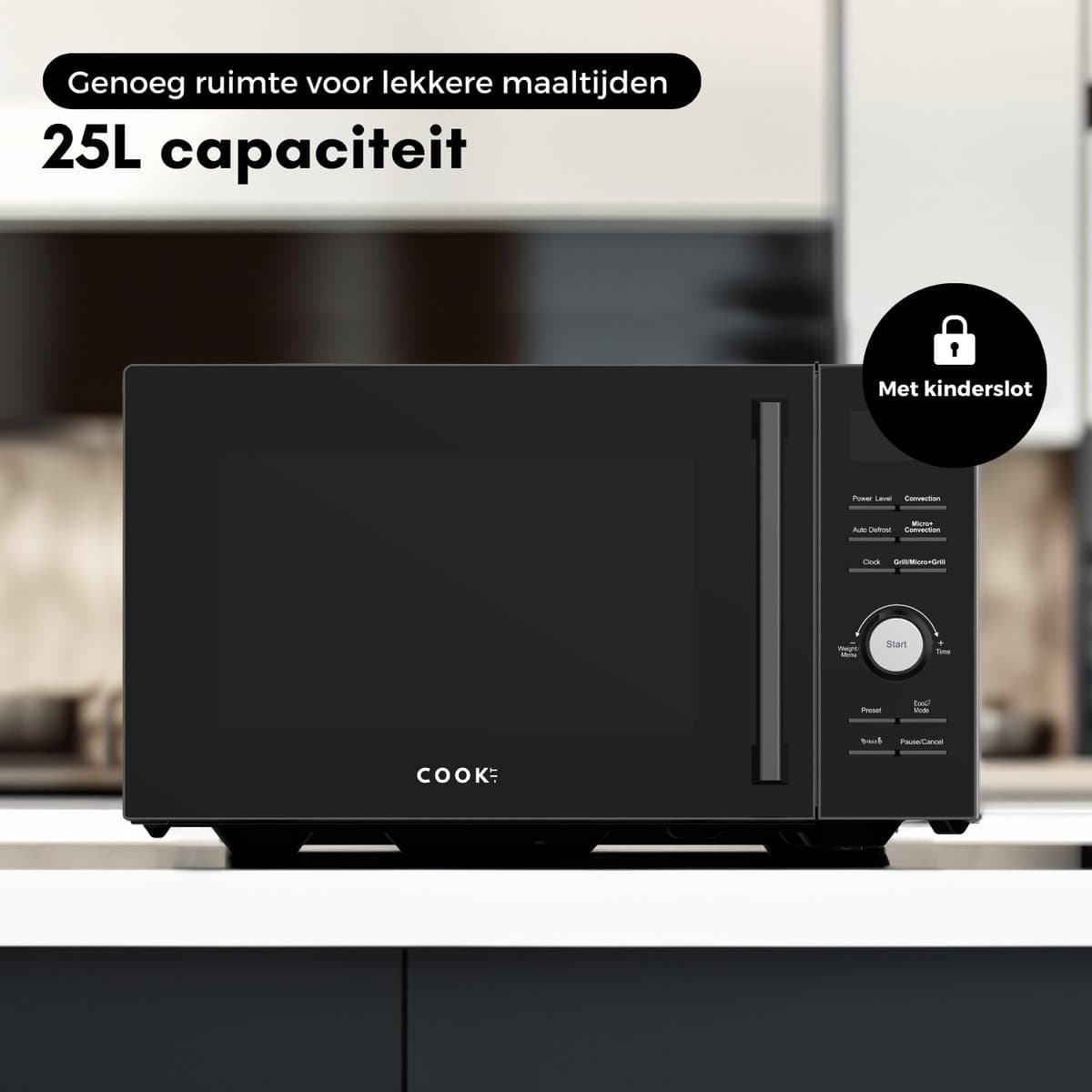COOK-IT Combi Magnetron Vrijstaand 25L - Heteluchtoven en Grill - 25L thumbnail 6