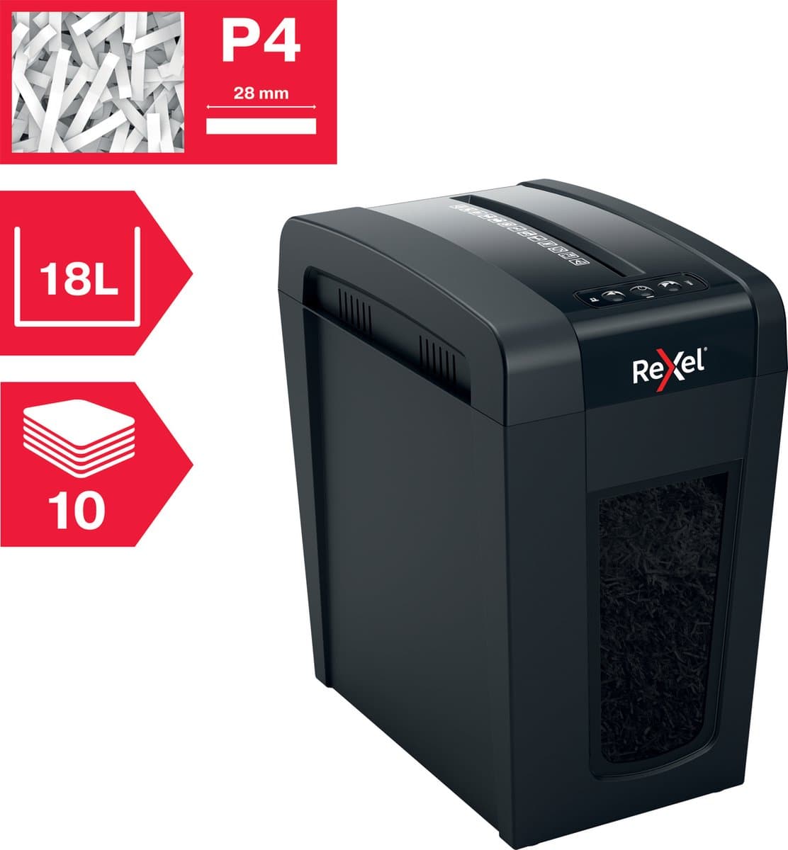 Rexel Secure X10-SL Stille Papierversnipperaar - P4 Micro Snippers - Tot 6 Vel - 10L - Zwart thumbnail 8