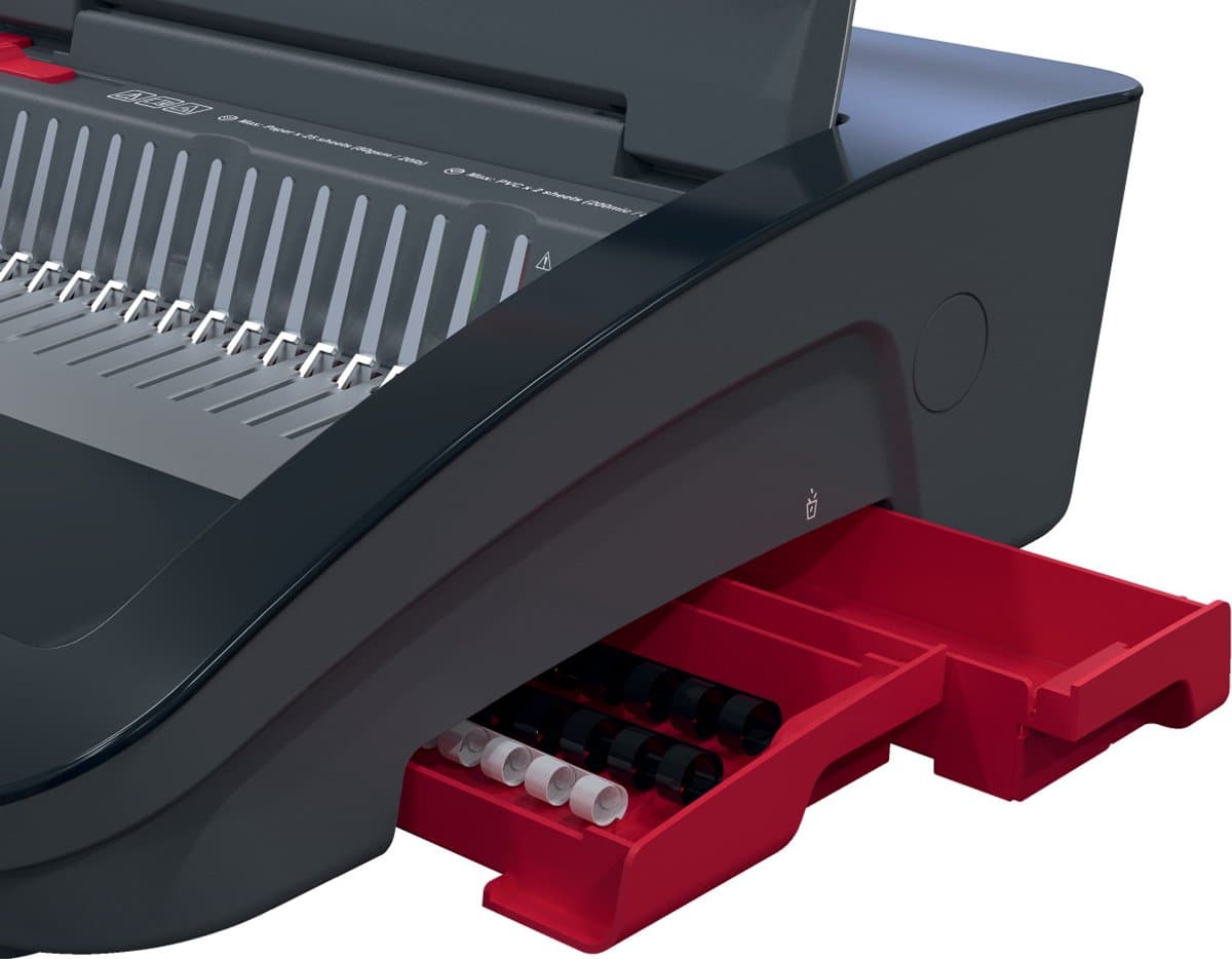GBC CombBind® CB25E Elektrische Inbindmachine - Plastic Bindruggen - 450 Vel - Zwart/ Rood thumbnail 3