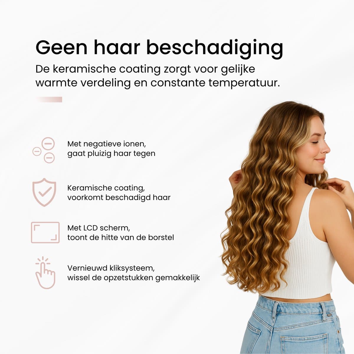 Belliese Elan Pro Thermal Brush - Krultang - Warmteborstel - Krultang 5 in 1 - Krultang 32mm - Verschillende opzetstukken - LCD scherm - Easy Click thumbnail 6