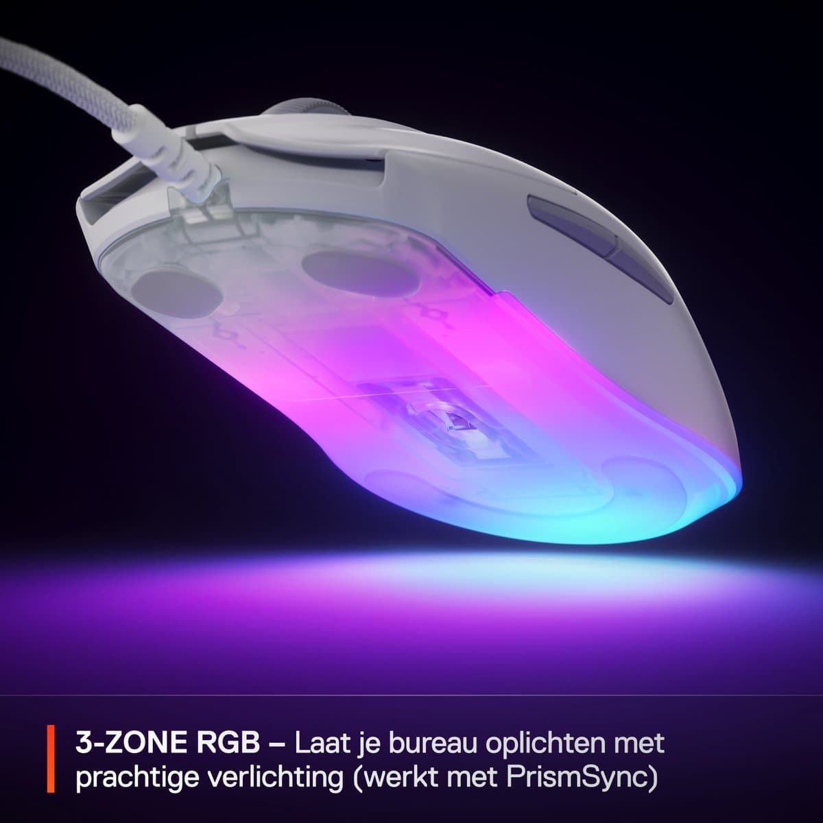SteelSeries Rival 3 Gen 2 - Bedrade Gaming Muis - 3-zone RGB - Wit thumbnail 2