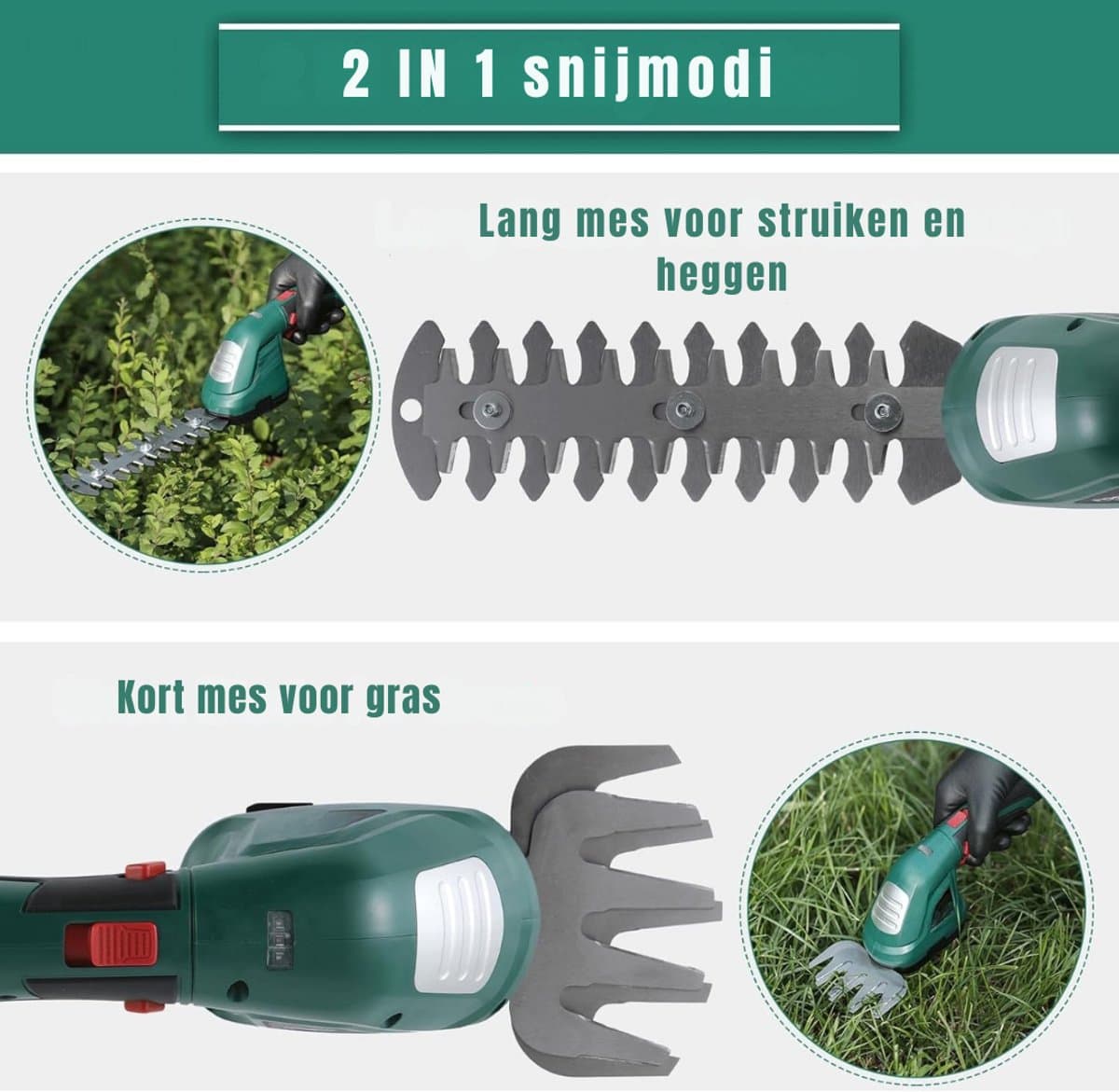 Zylo® Grasschaar - Grasschaar met Accu - Grasschaar met Steel - ‎24 x 6.5 x 10.5 cm - Groen thumbnail 3