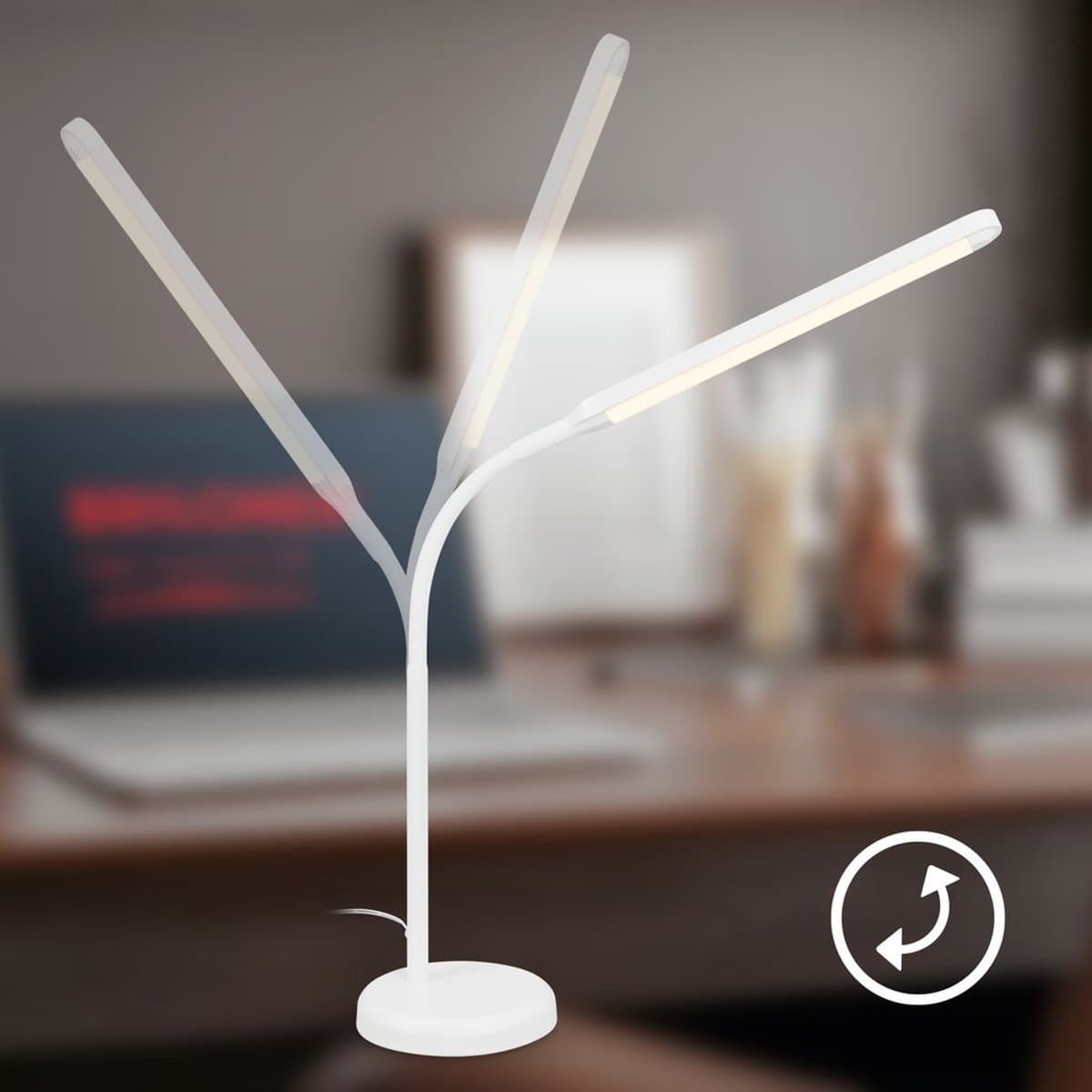 BRILONER Mura – LED Bureaulamp – tafellamp met touchbediening – dimbaar – warm wit licht – geheugenfunctie – wit – 36.6x13x45.4 cm thumbnail 4