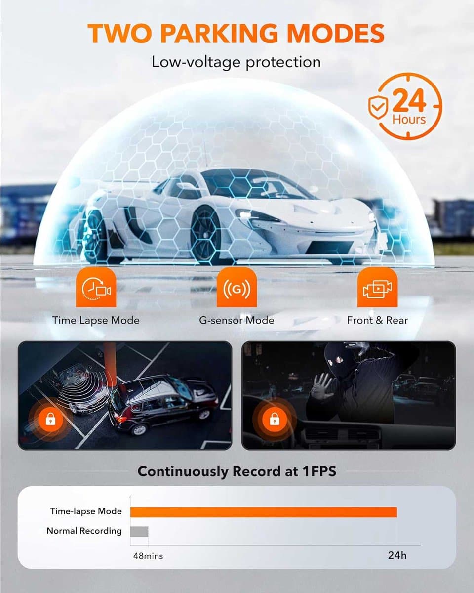 Wolfbox i05 4K Wifi Gps 2CH 32gb dashcam - Wifi met App - Parkeermodus - 4K + Full HD resolutie - Gps - 32gb Micro SD kaart - stijlvolle dashcam voor auto thumbnail 4