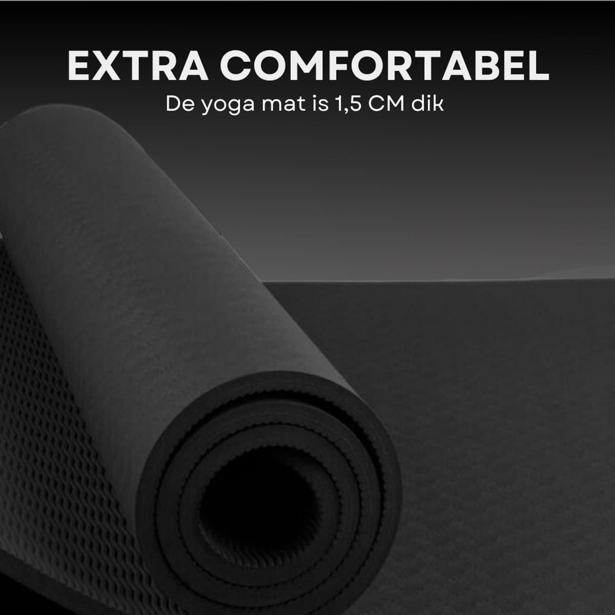 AJ-Sports Fitness Mat Extra dik - 1.5 cm dik - Yoga Mat - Sport mat - Trainingsmat - Fitnessmat - Zwart - Yoga - Pilates - Fitness - TPE Materiaal - 180 x 60 x 1,5 cm thumbnail 3