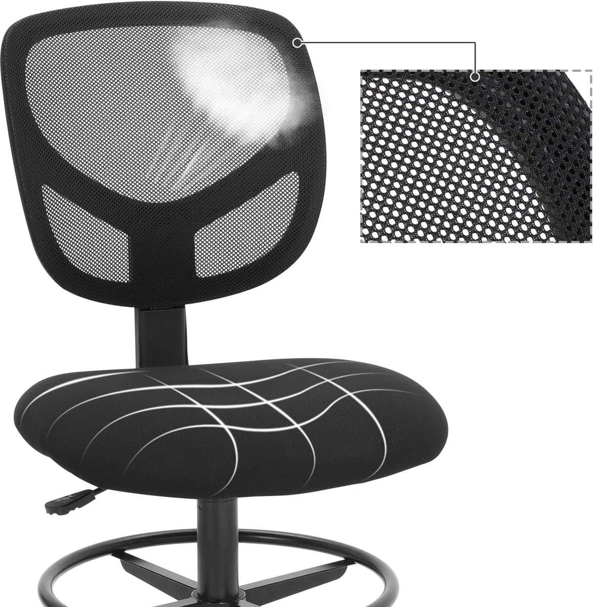Bureaustoel - ergonomische werkkruk - hoge werkstoel - met verstelbare voetsteun thumbnail 5
