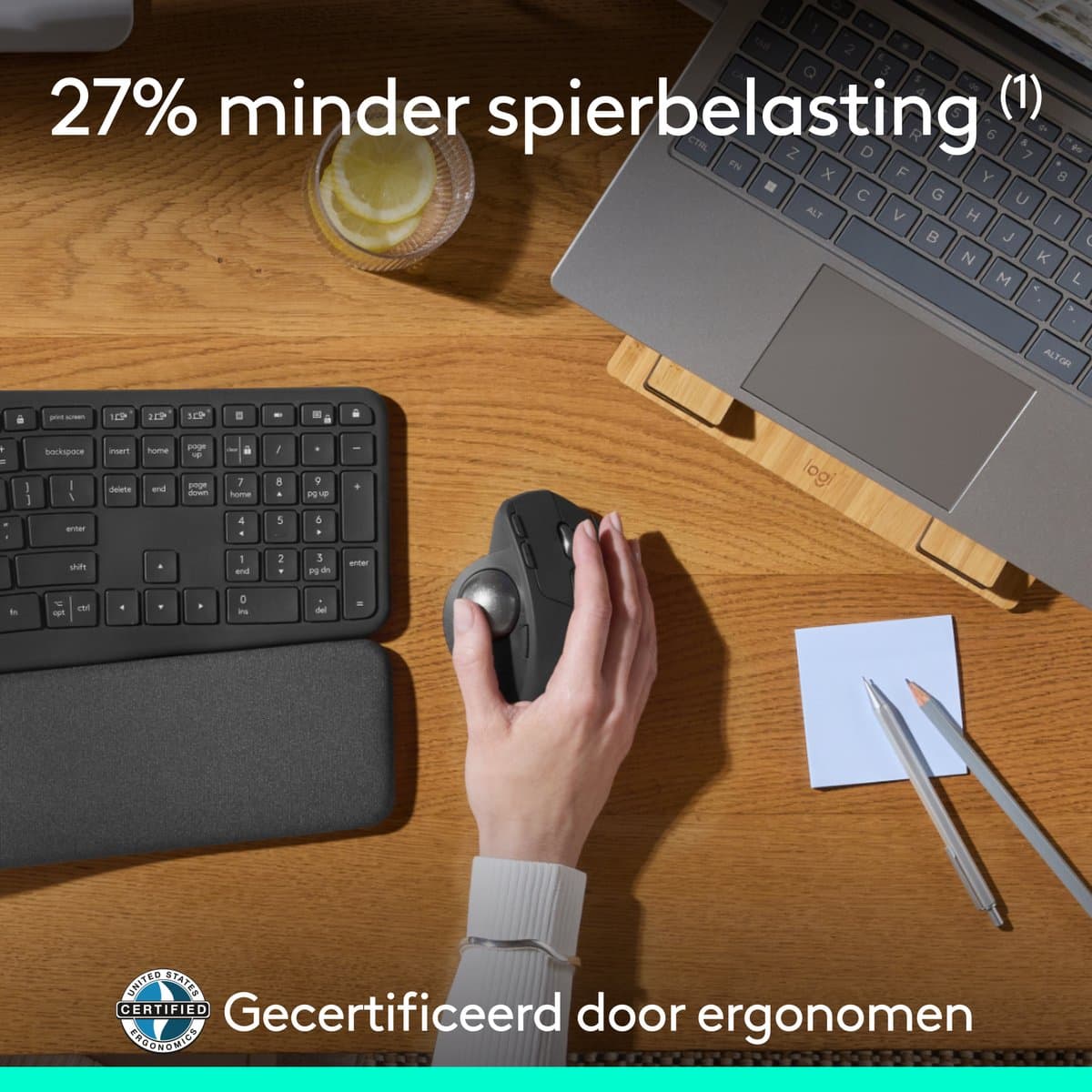 Logitech MX Ergo S - Draadloze Muis - Ergonomisch - Bluetooth - Graphite thumbnail 2