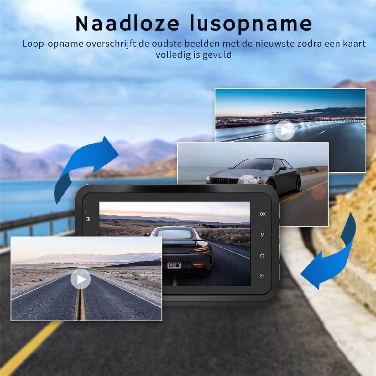 Dual Dashcam - Dashcam Voor Auto 1080p Full HD - Voor en Achter Camera Met 3-inch Lcd-Display – Auto Camera Met Bewegingsdetectie - Nachtzicht - Versnellingssensor thumbnail 7
