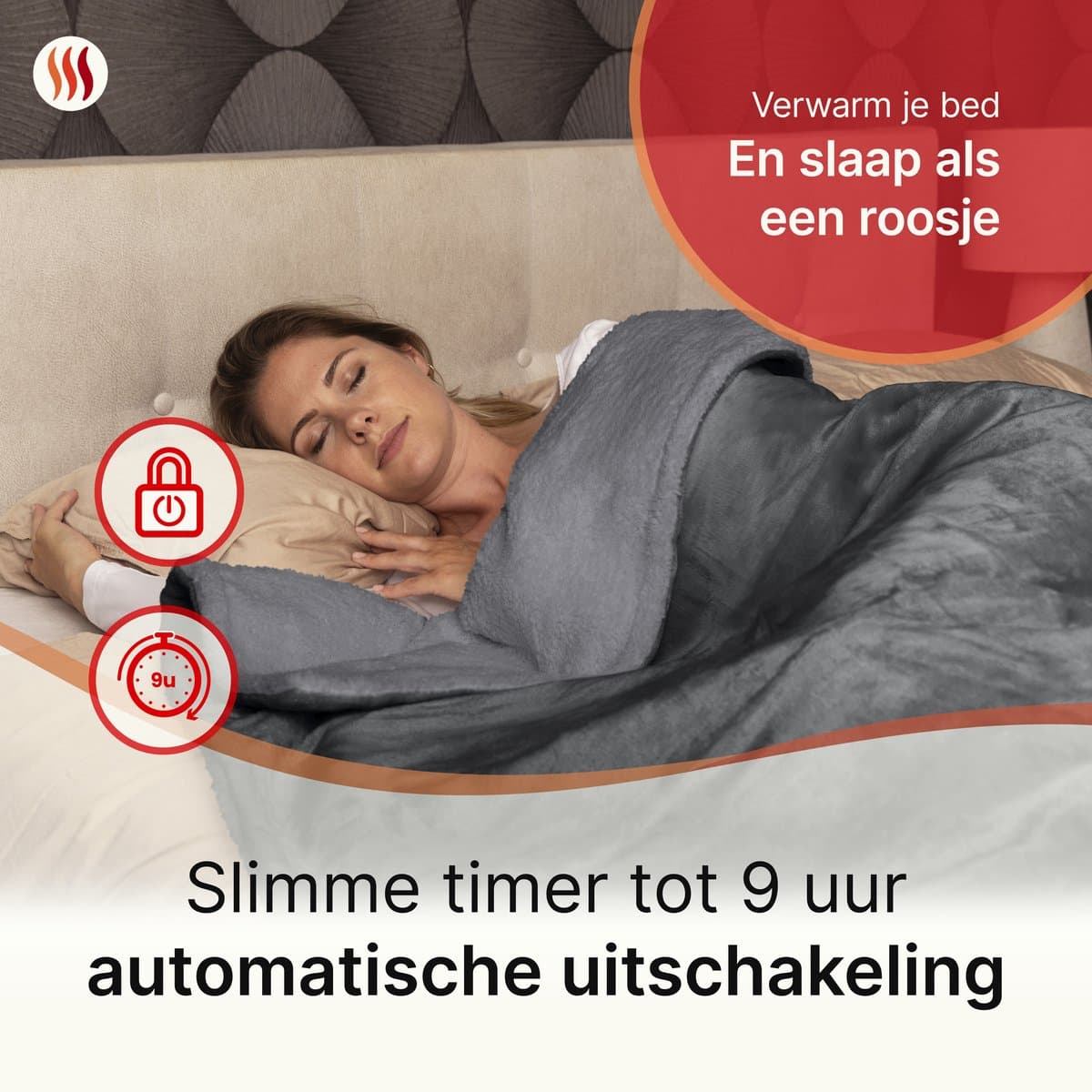 Seranova Elektrische Deken - Extra Warmtedraden - Premium Model - 160x120 cm - 1 Persoons Warmtedeken - Dubbelzijdig Fleece Sherpa - Antraciet thumbnail 4