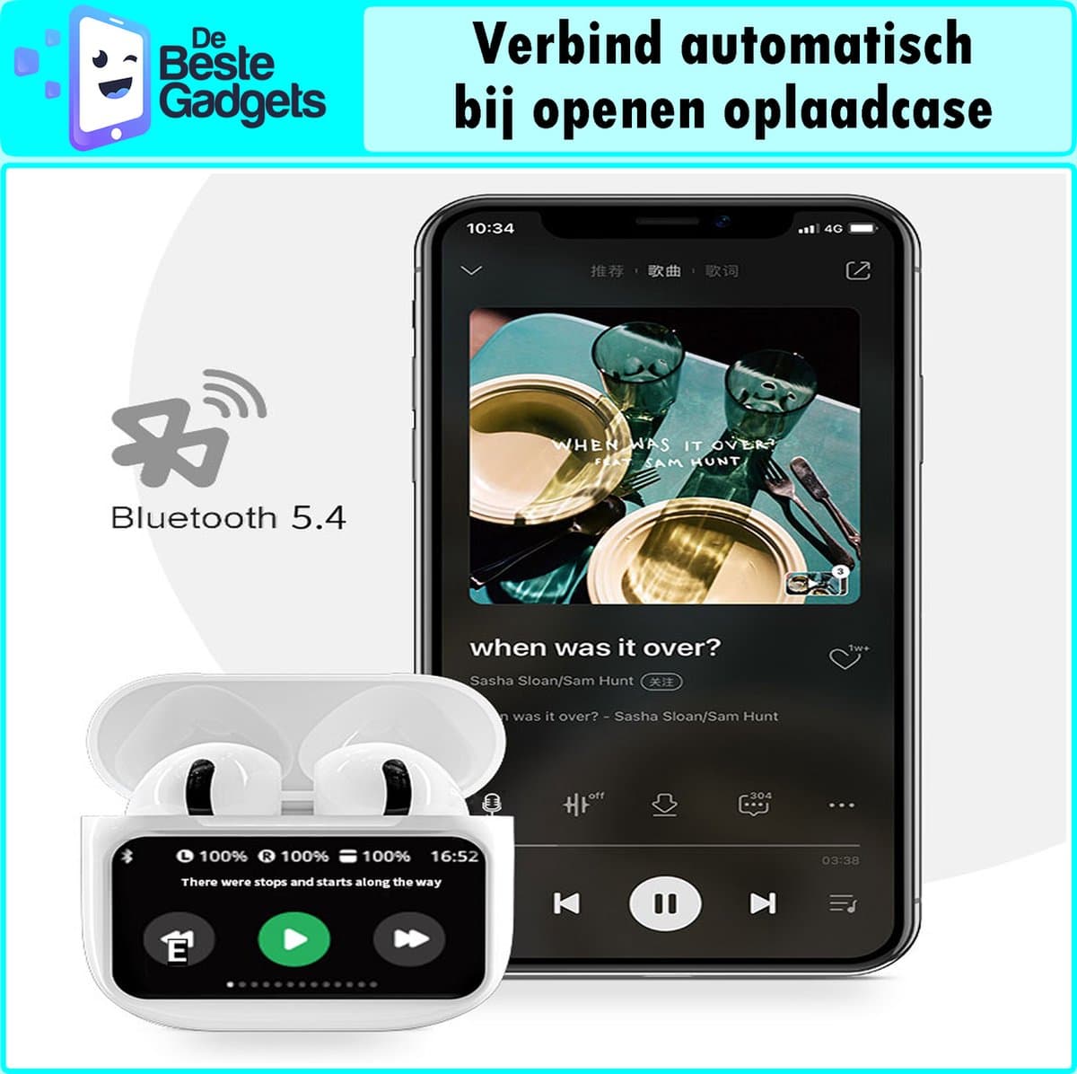 A11 Pro draadloze oordopjes met smart display en IPX4 thumbnail 5