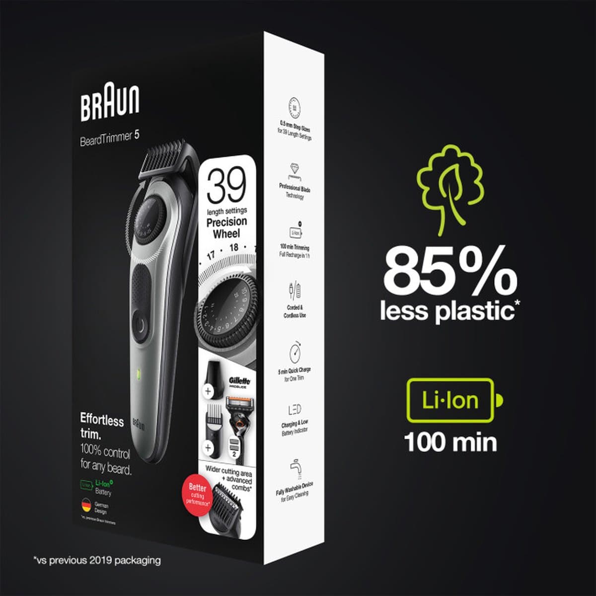 Braun Baardtrimmer Series 5 BT5360 - Trimmer voor Mannen met Extra Gillette Scheermes - 39 Lengte-Instellingen en 100 Minuten Gebruiksduur thumbnail 7