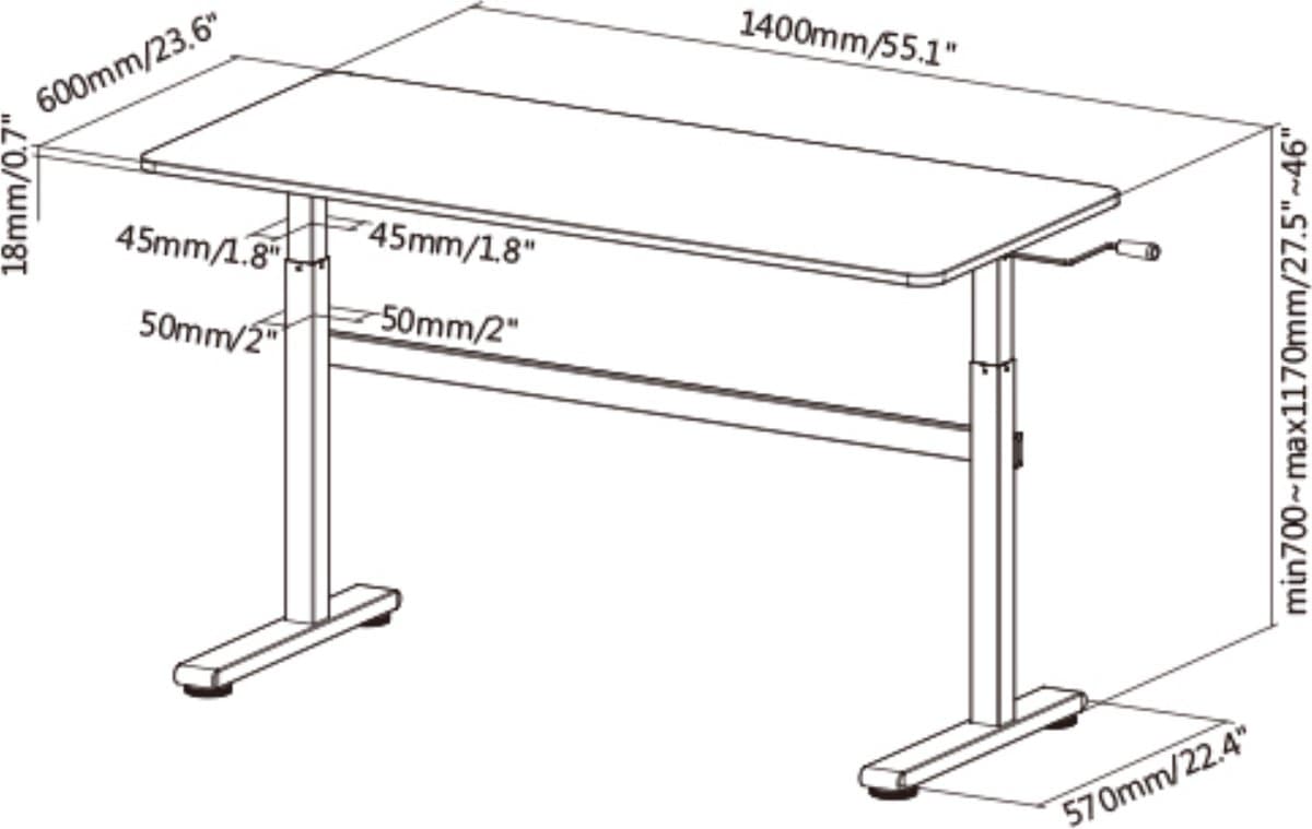 Bureau | Verstelbaar | 140x60 cm | Zwart | Allteq thumbnail 6