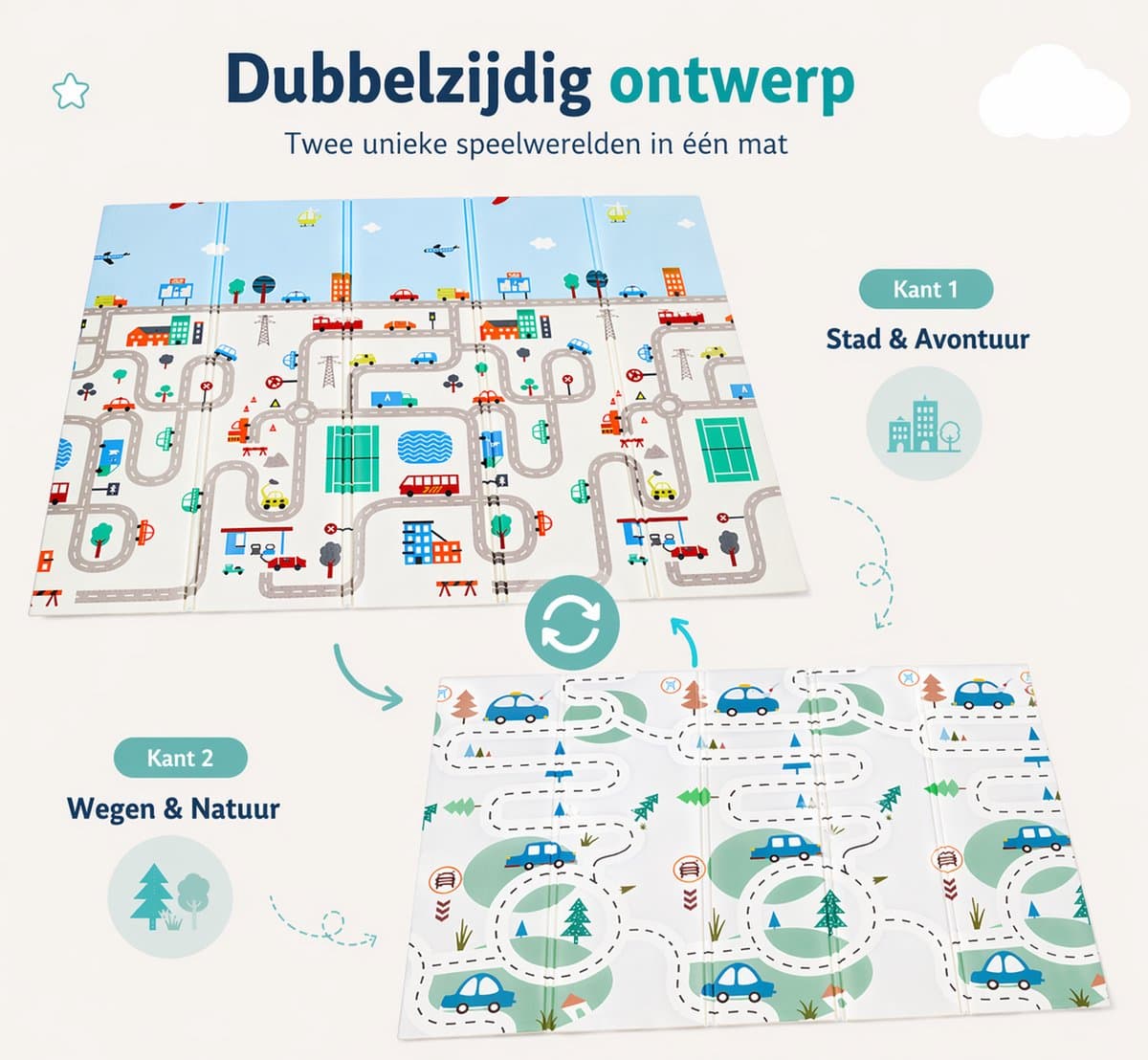 Auto - Speelmat - Inclusief Luxe Opbergtas - Speelkleed - Speelmat Baby - Speelkleed Baby - Speelmat Foam - 150 x 200 cm - Opvouwbaar - Baby Speelgoed 6 maanden - Baby cadeau - Kraamcadeau thumbnail 2
