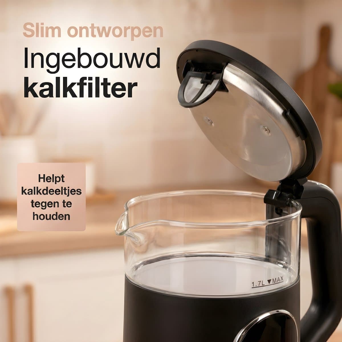 HomeShift Waterkoker 1,7L | Temperatuurregeling & Warmhoudfunctie thumbnail 2