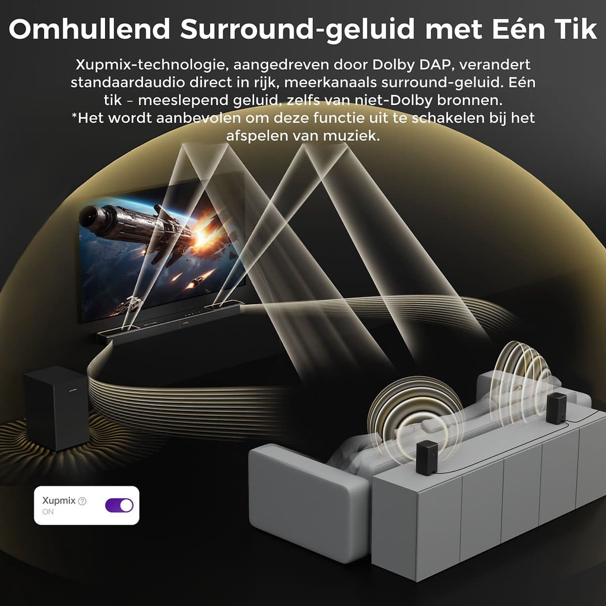 ULTIMEA 5.1.2 Soundbar met Dolby Atmos, 6,5" Subwoofer, App-bediening, Soundbar voor tv, Skywave F40 Boom thumbnail 6