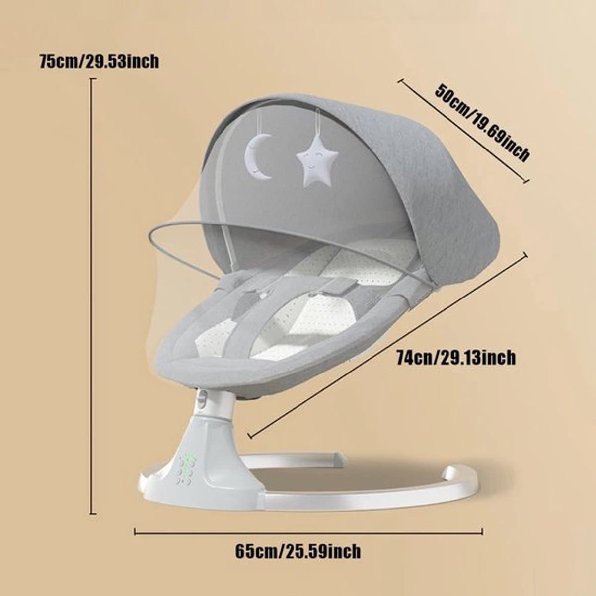 Schommelbedje - Elektrische Luxe Baby Schommelbedje - Babybedje - Wipstoel - Elektrische Schommelstoel - Babyschommel- Baby Swing - Kinderstoel - Automatisch Wiegstoel met Afstandsbediening en 5-Puntsgordel - Bluetooth - Grijs thumbnail 7